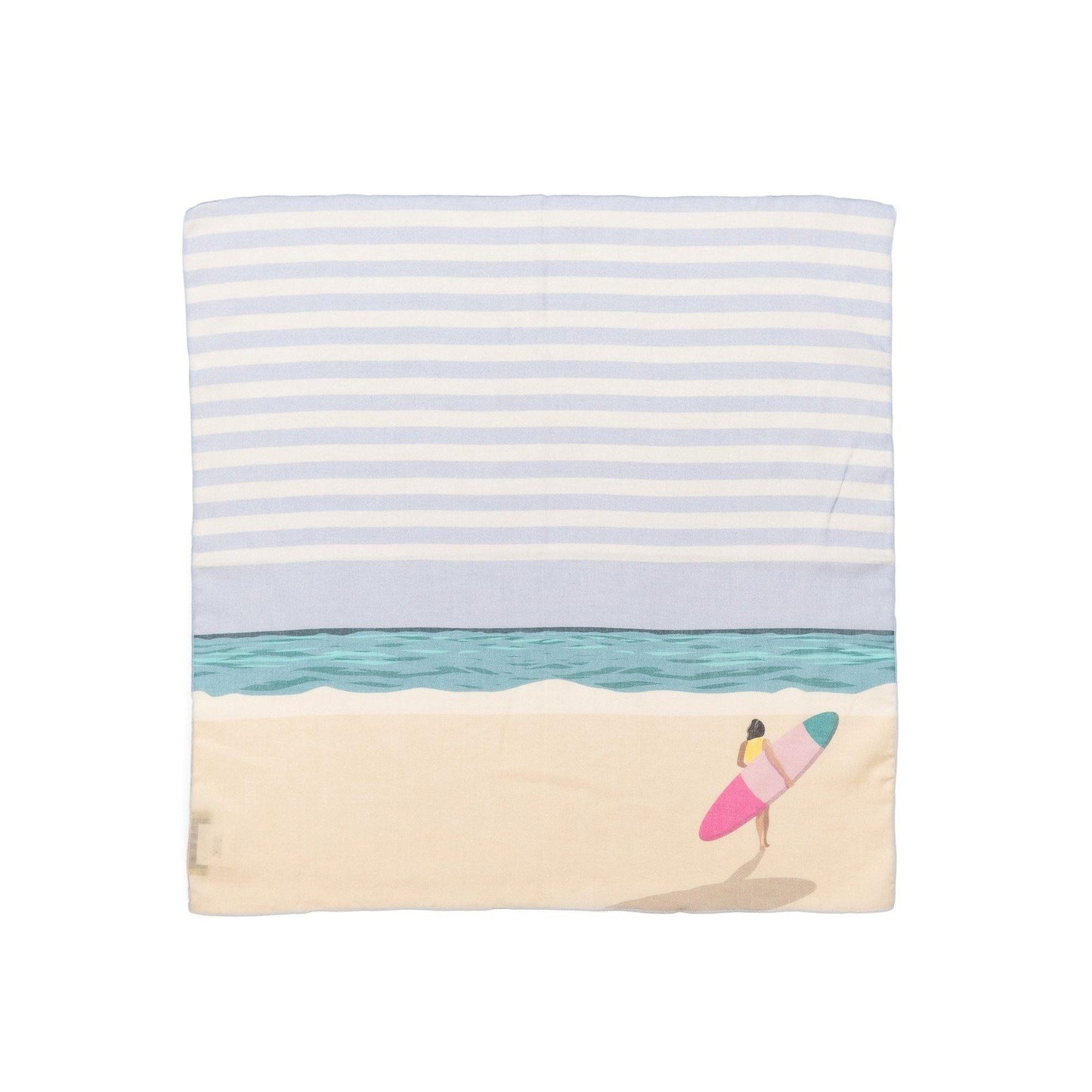 Japanese Printed Organic cotton 'The Surfer' light blue リング付きミニスカーフ