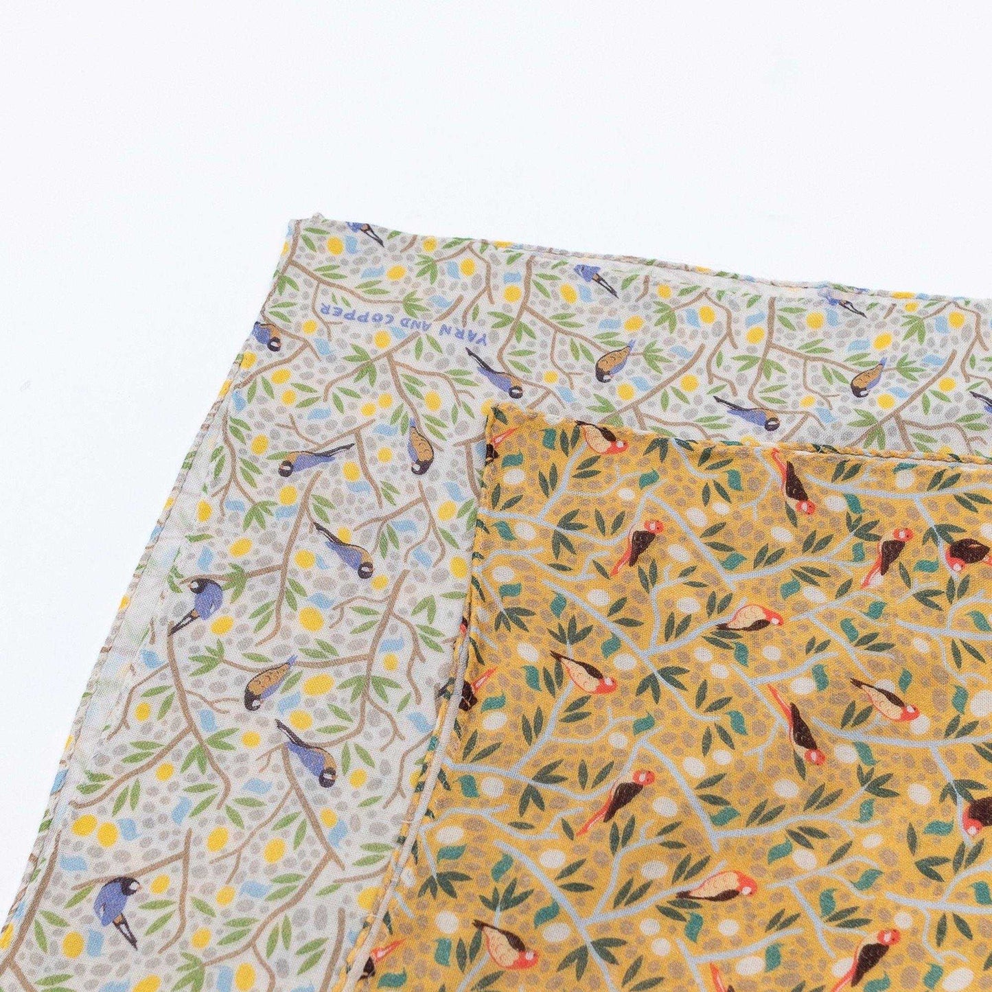 ２色 Japanese Printed Double gaze Organic cotton 'Birchwood' ハンカチ