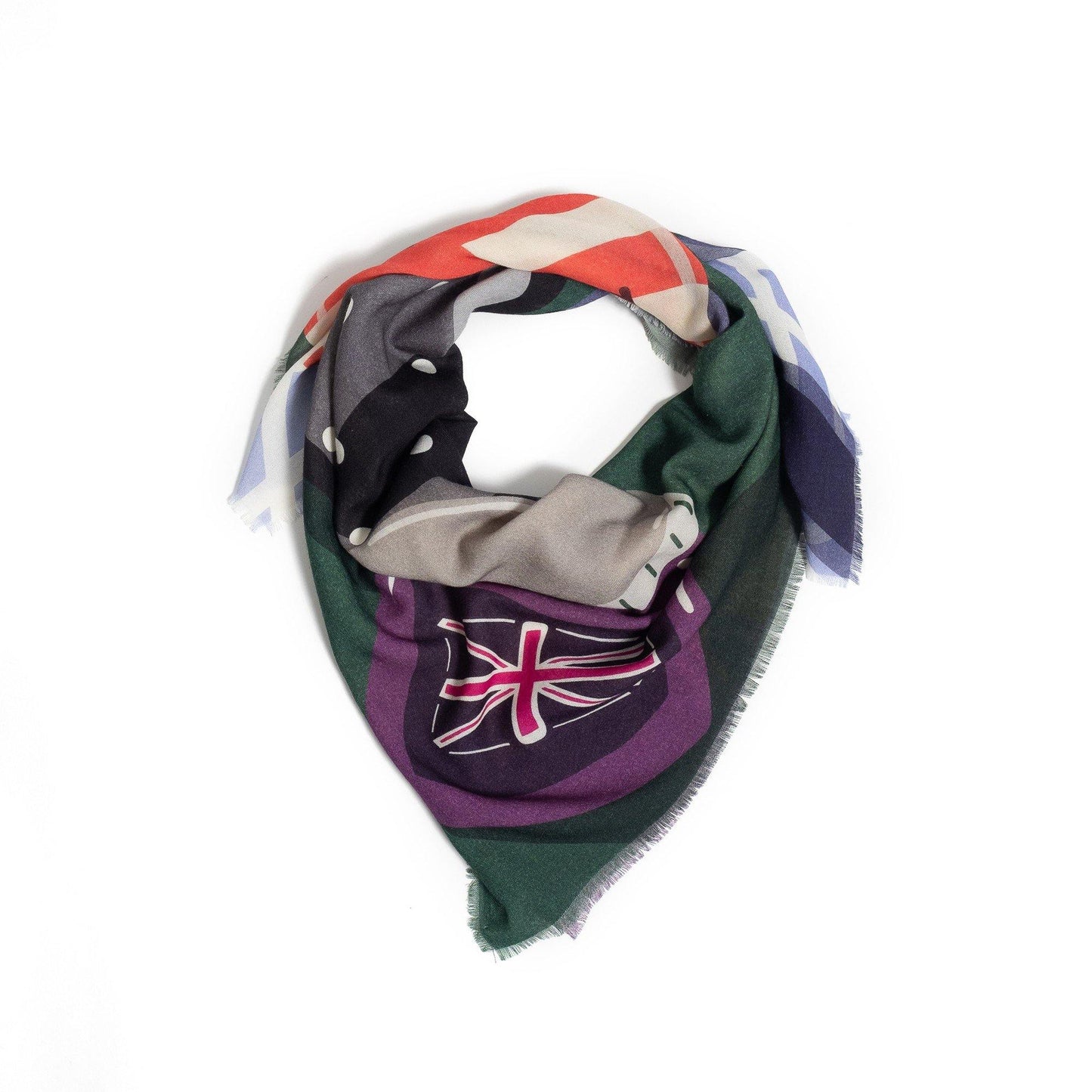 再入荷! Japanese Merino Wool 'Salt&Pepper' forest green 正方形スカーフ