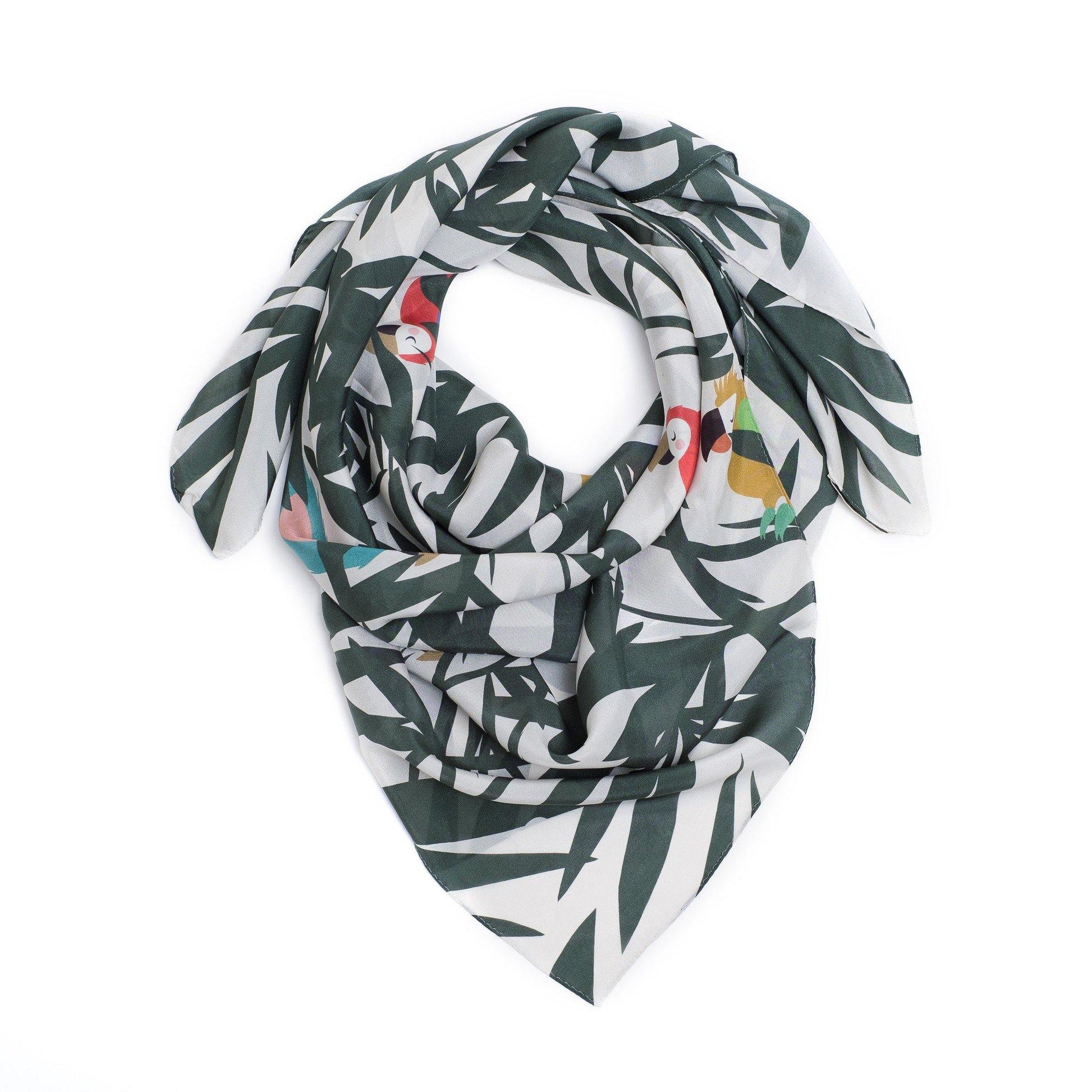 Japanese Printed Silk 'Peekaboo' green 大判スカーフ | YARN&COPPER