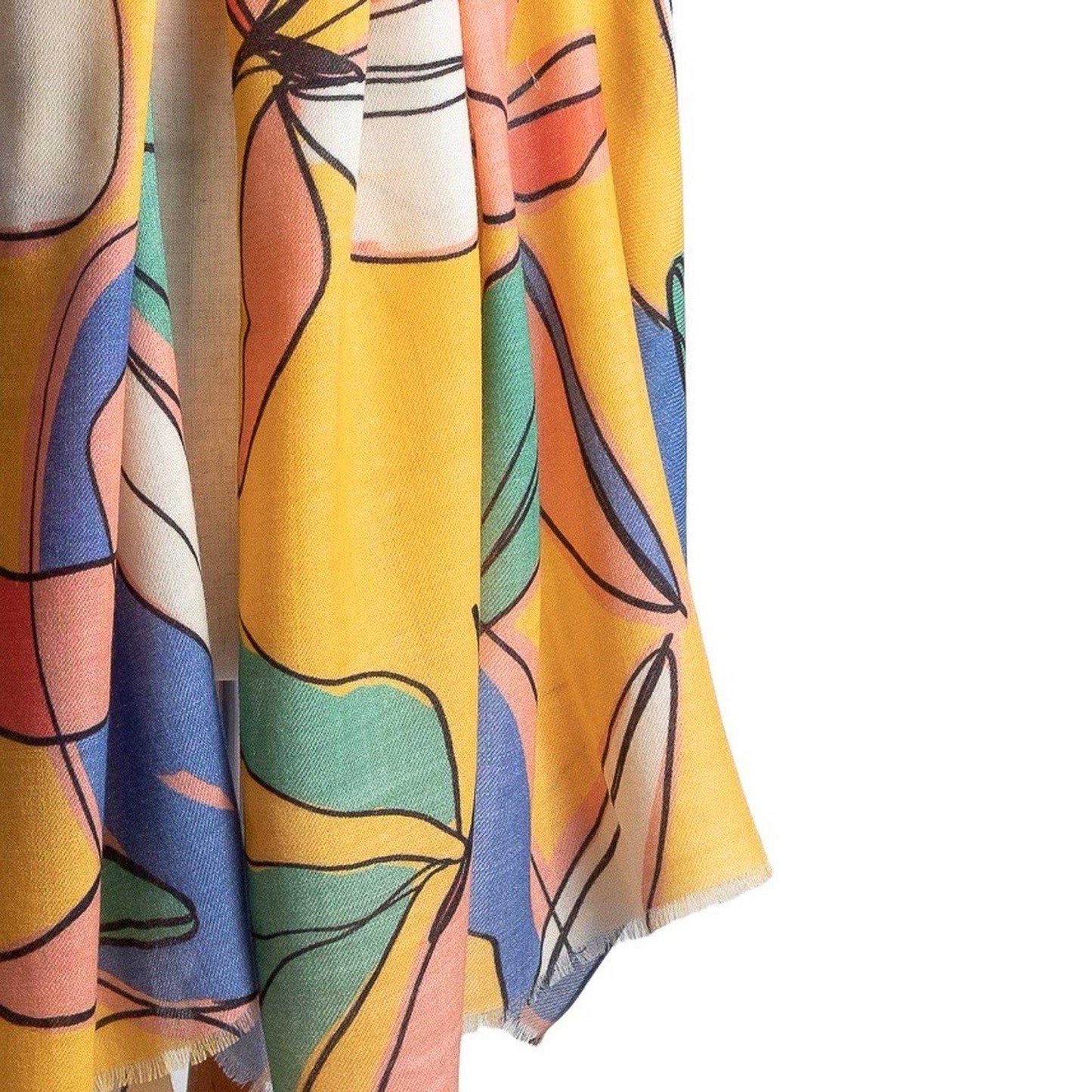 Japanese Printed Soft wool twill 'Hayes' yellow ロングストール