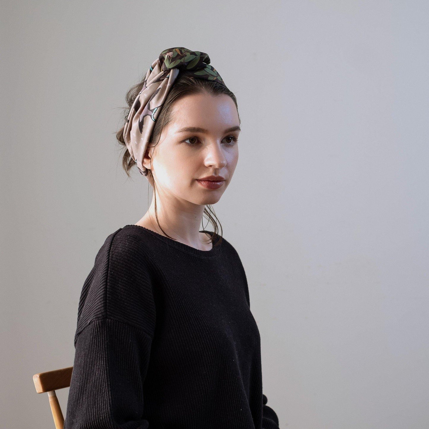Japanese Printed Silk headband 'Lake District' ヘッドスカーフ