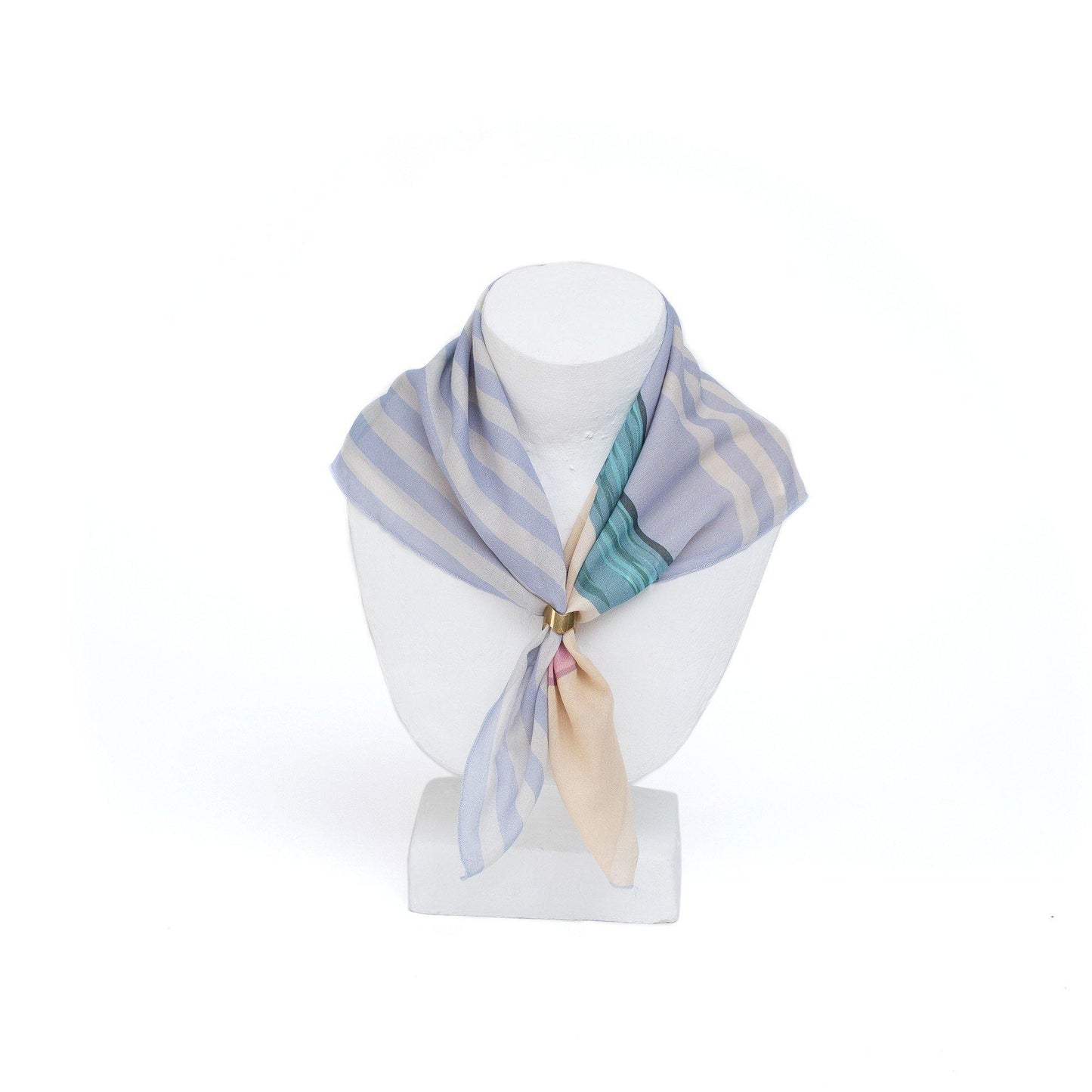 Japanese Printed Organic cotton 'The Surfer' light blue リング付きミニスカーフ