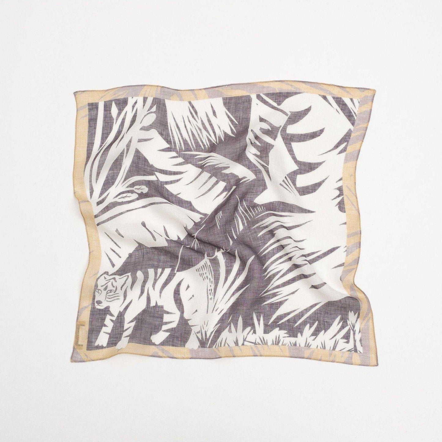 再入荷!近江リネン Japanese Linen 'Hide and Seek' Navy リング付きミニスカーフ
