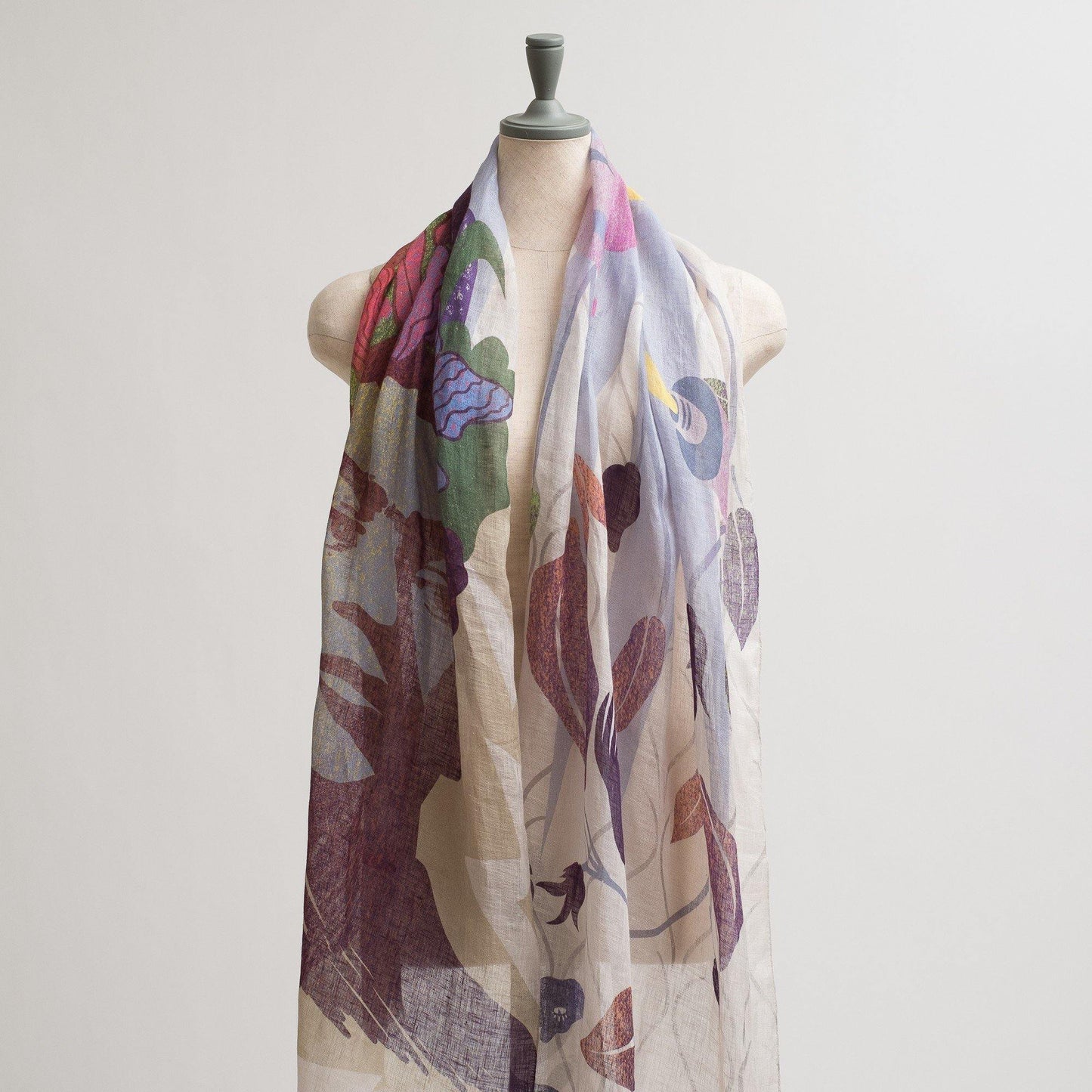 近江リネン Japanese Linen 'Paint Panthers & Portraits' Beige ロングストール