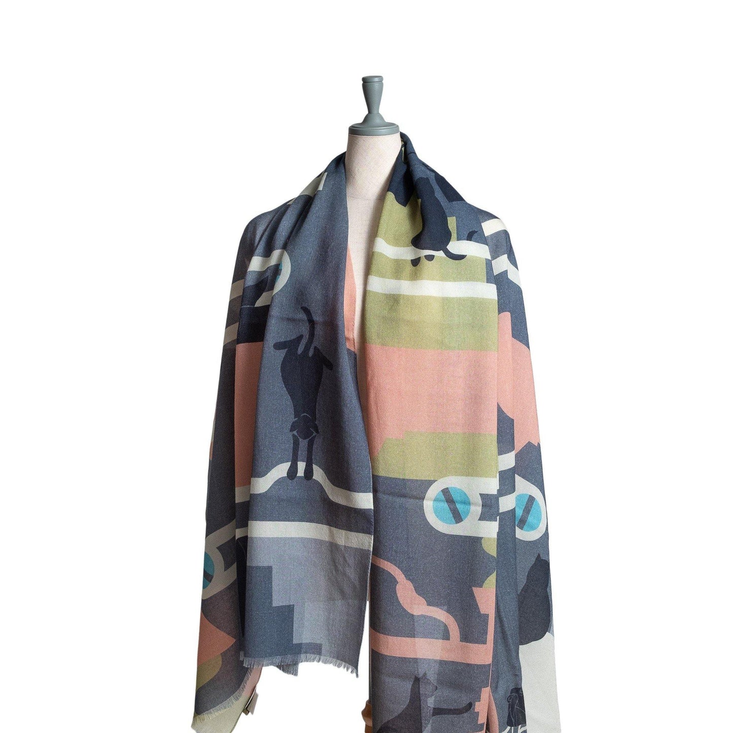 Japanese Merino Wool 'How Your Scarf Was Made' green ロングストール