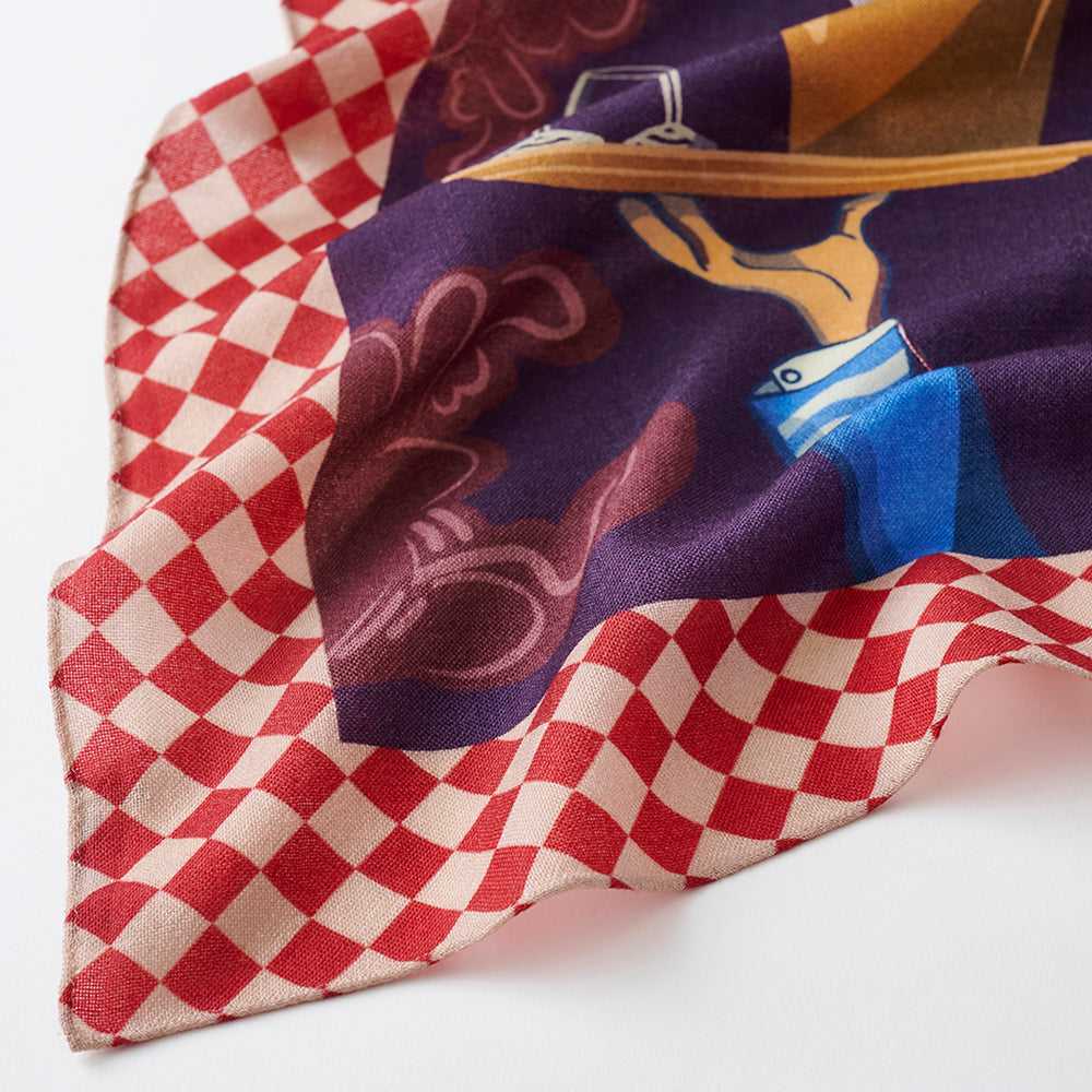 Japanese Merino Wool 'The Bellboy' purple 正方形スカーフ | YARN&COPPER