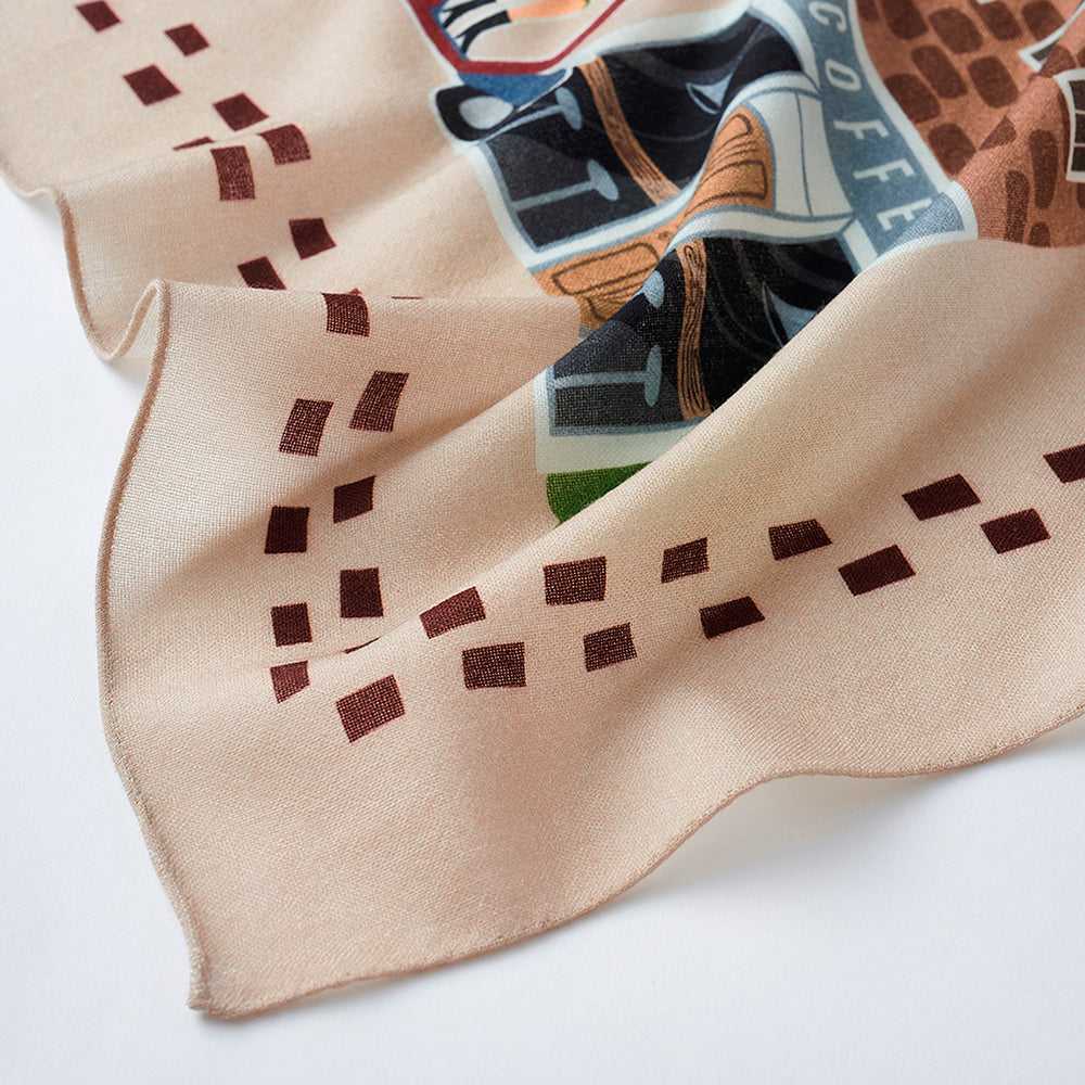 Japanese Merino Wool 'Via Notting Hill' day 正方形スカーフ