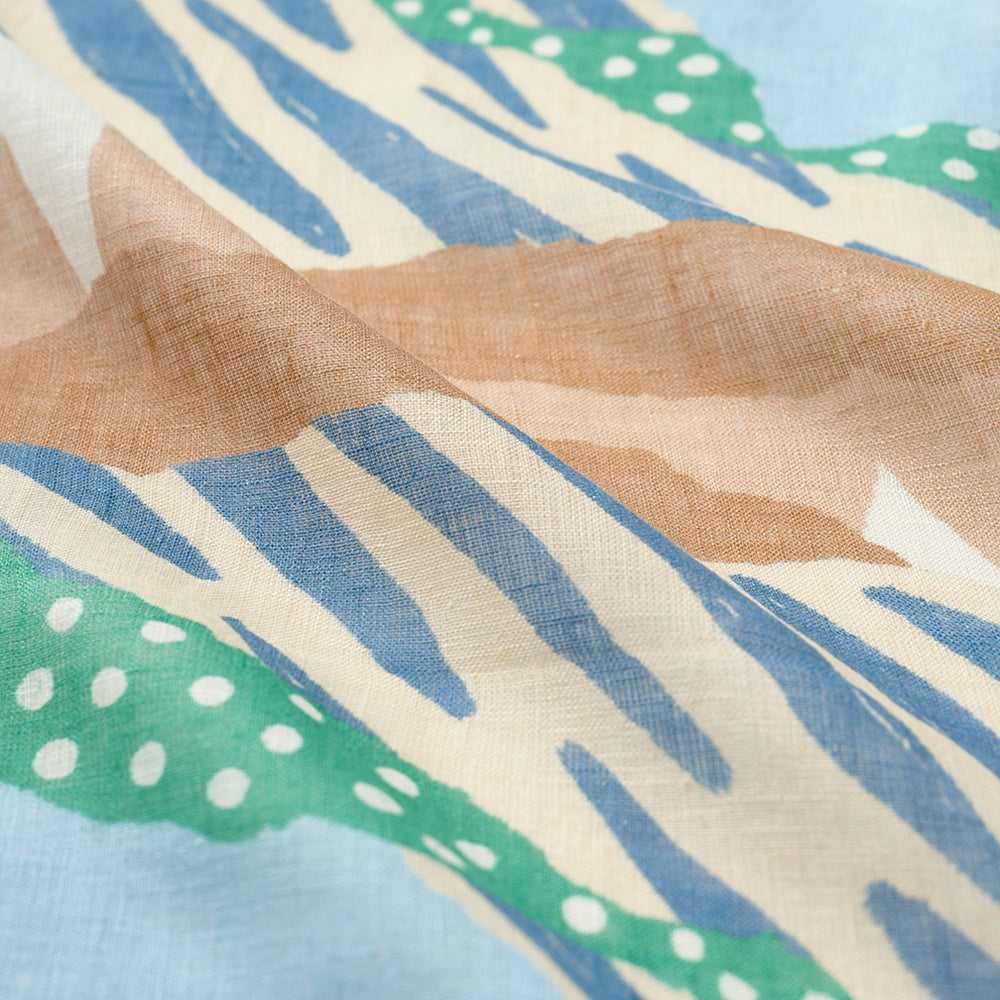 5月中入荷予定! 近江リネン Japanese Linen 'Cascade' blueリング付きミニスカーフ