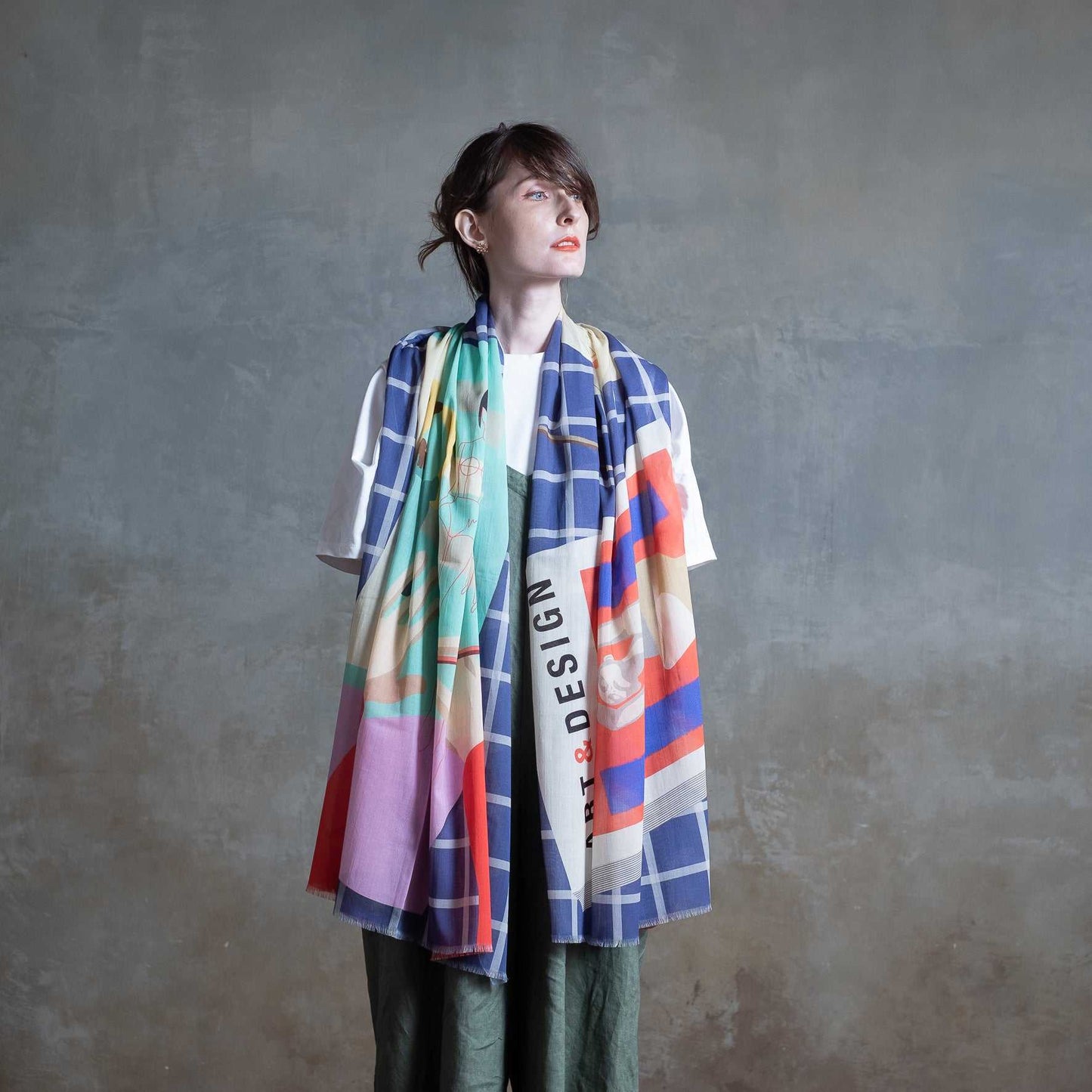 Japanese Printed Organic Cotton 'The Designer' Blue ロングストール