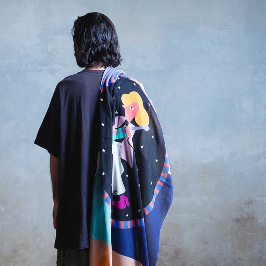 Japanese Printed Organic Cotton 'Epic Guitar Solo' ロングストール