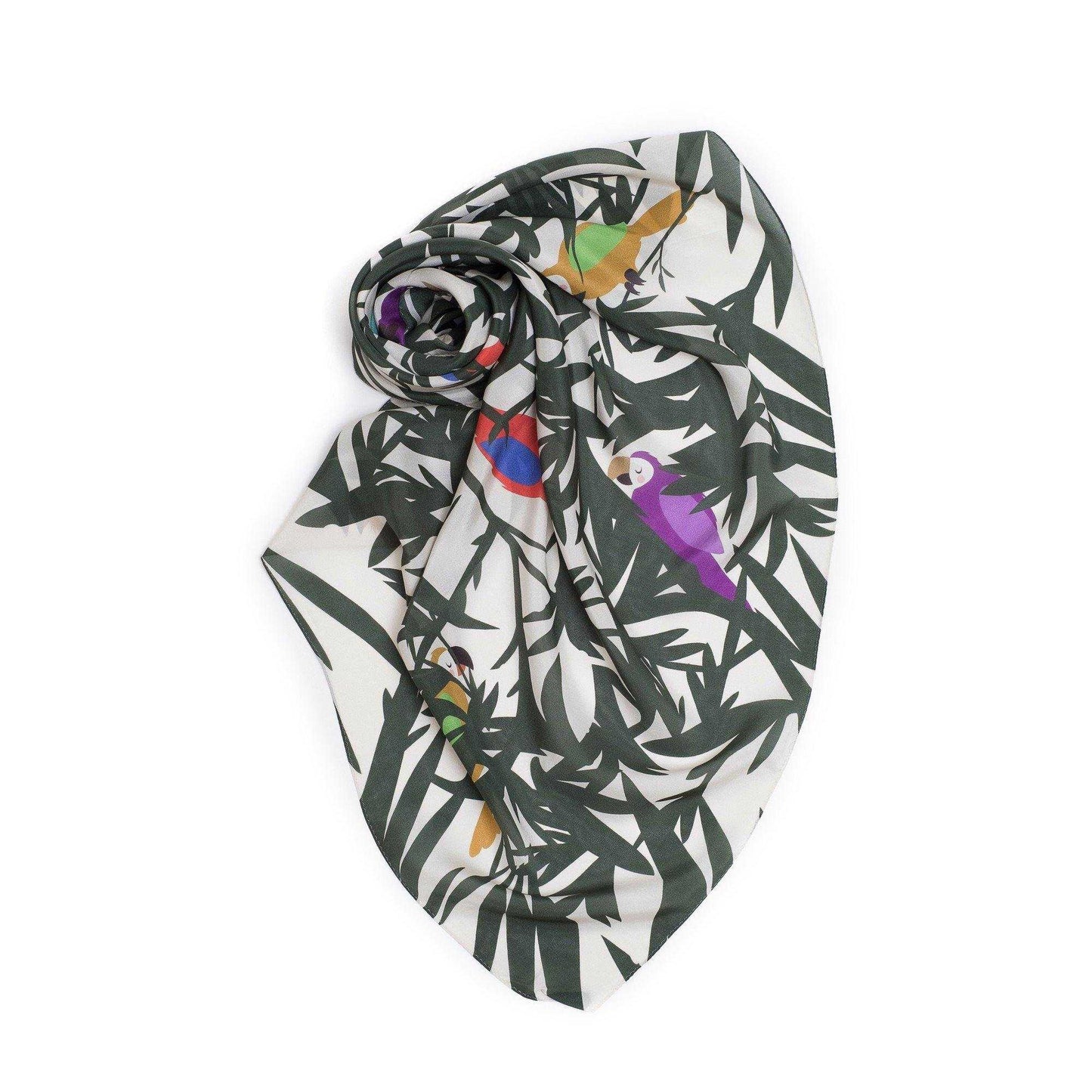 Japanese Printed Silk 'Peekaboo' green 大判スカーフ | YARN&COPPER