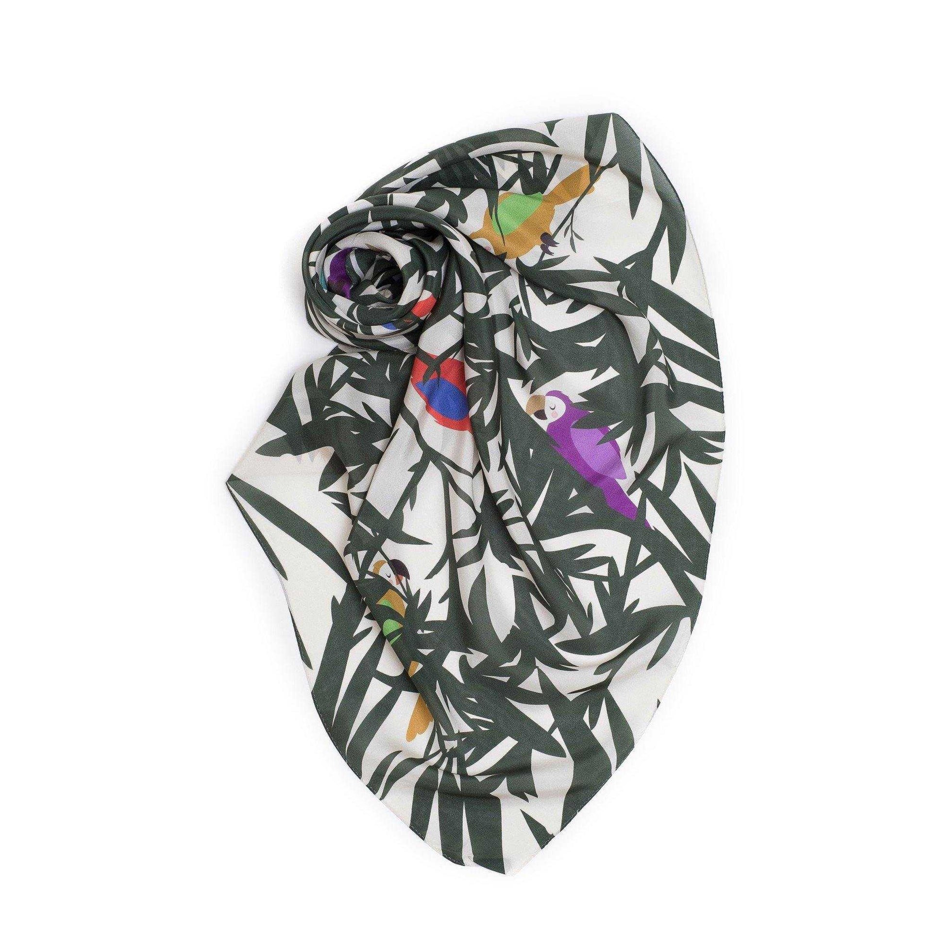 Japanese Printed Silk 'Peekaboo' green 大判スカーフ | YARN&COPPER
