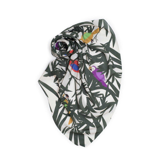 Japanese Printed Silk 'Peekaboo' green 大判スカーフ | YARN&COPPER