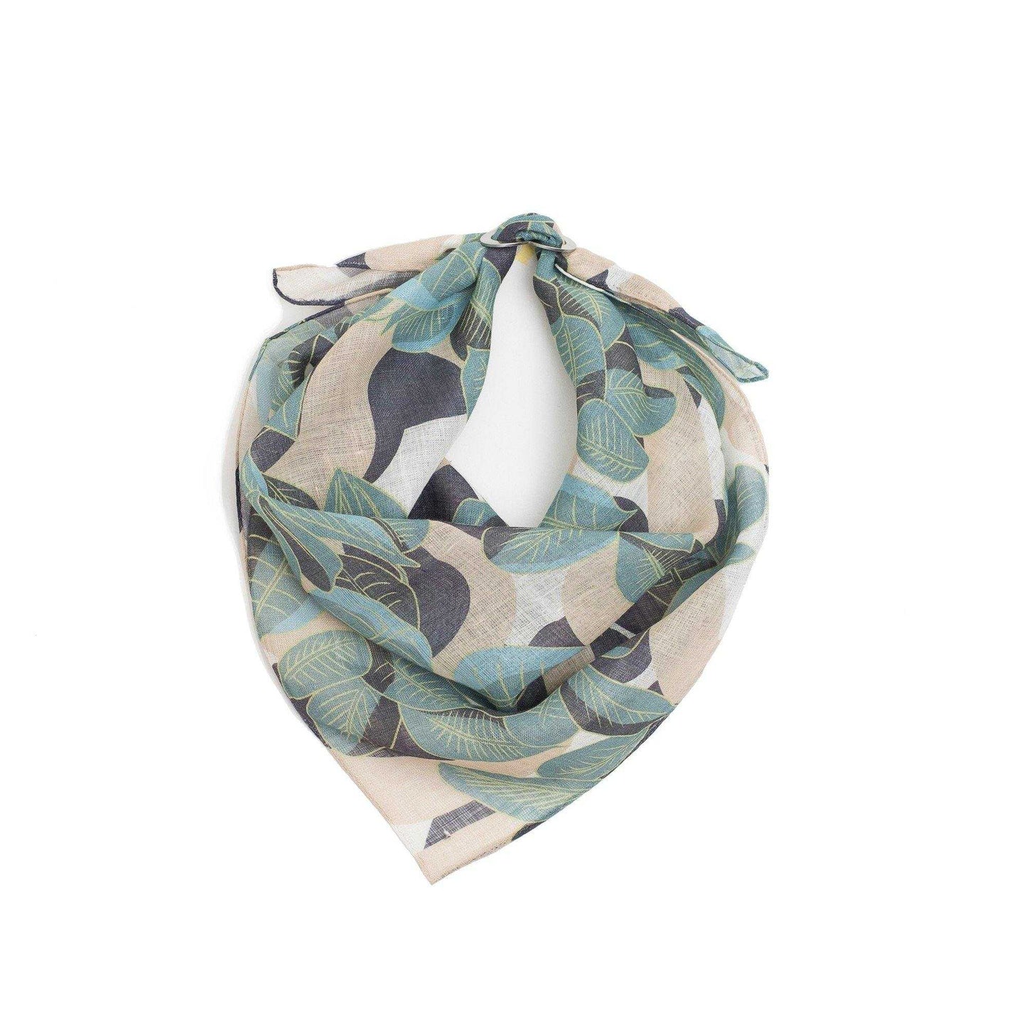 再入荷!近江リネン Japanese Linen 'April' Green 8リング付きミニスカーフ