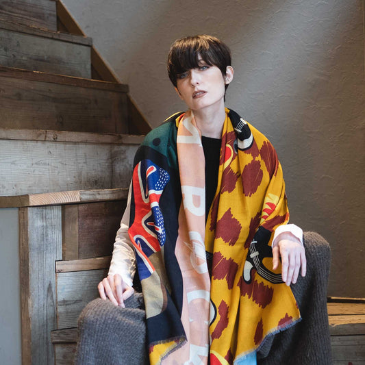 Japanese Merino Wool 'Glam Rock' 二重仕立てのロングストール | YARN&COPPER