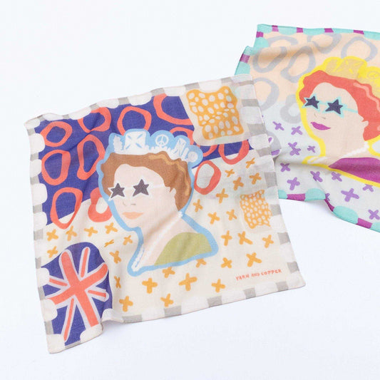 2色 Japanese Printed Double gaze Organic cotton 'Bean on Toast' ハンカチ