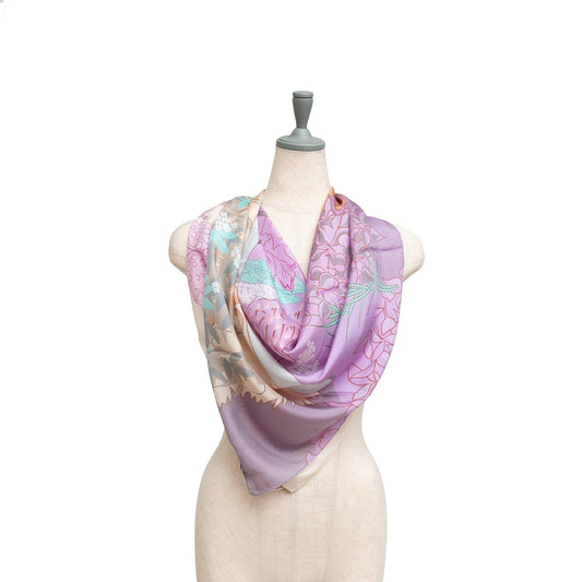 再入荷 Japanese Printed Silk 'A Very English Garden' pink 大判スカーフ