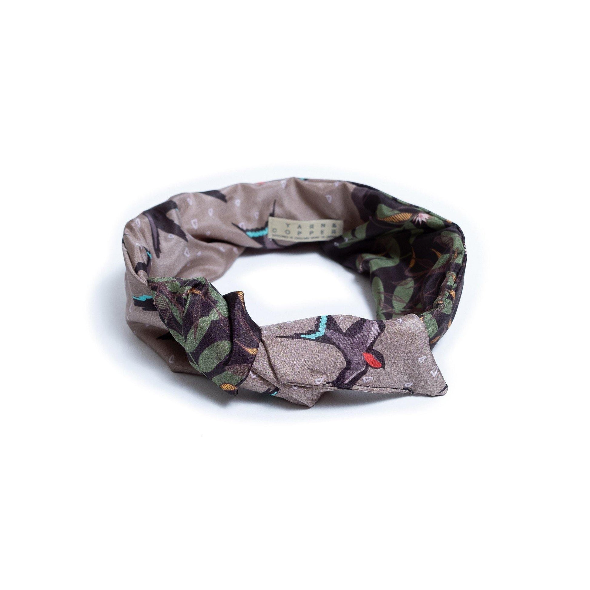 Japanese Printed Silk headband 'Lake District' ヘッドスカーフ