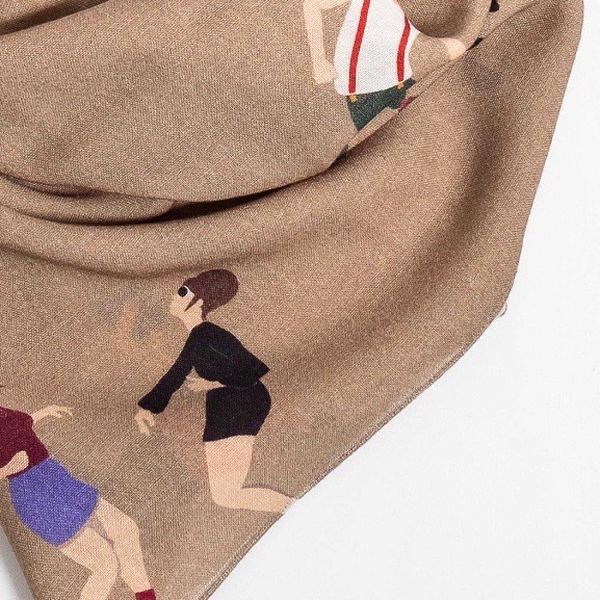 Japanese Merino Wool 'Northern Soul' Beige 正方形スカーフ
