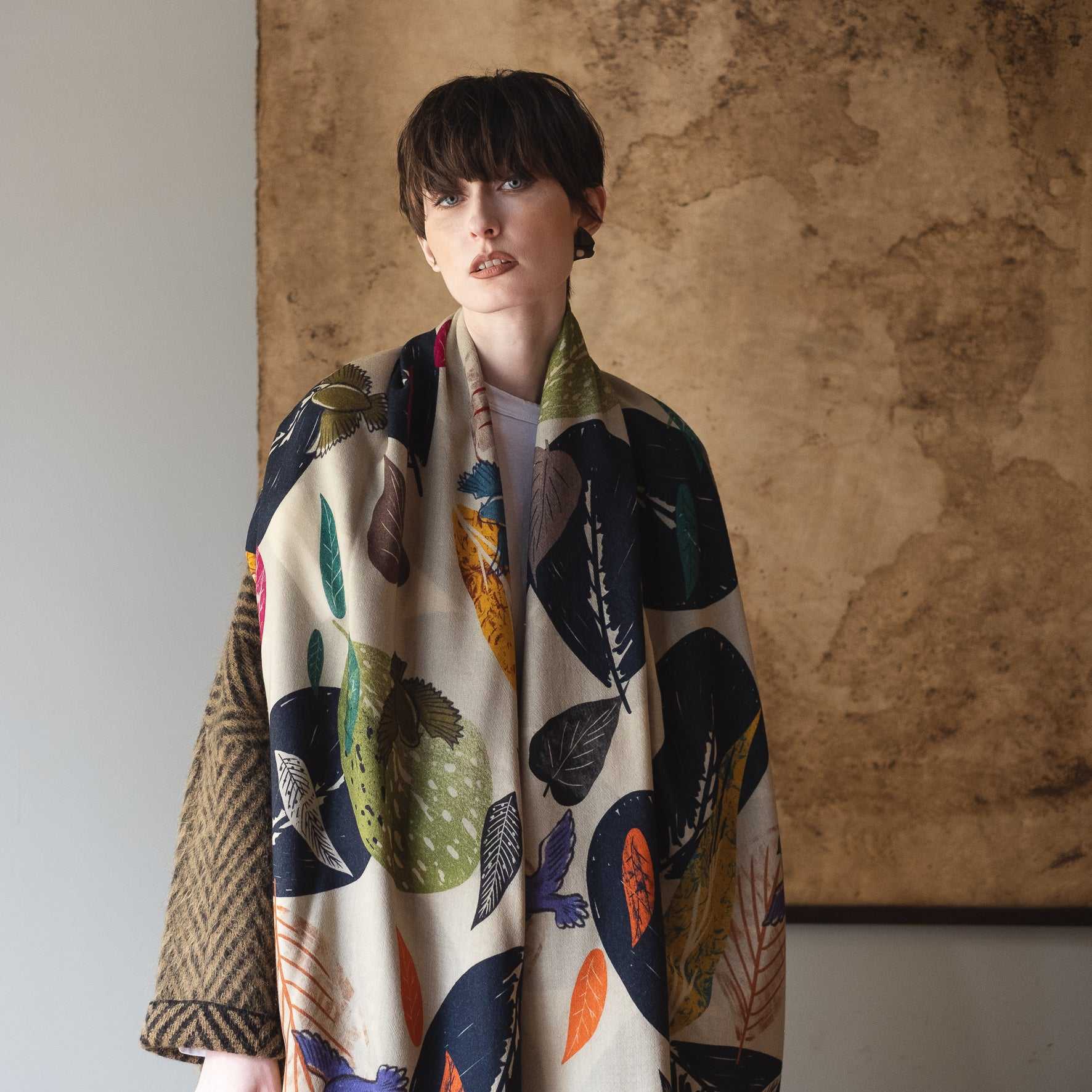 Japanese Merino Wool 'Autumn Dusk' 二重仕立てのロングストール | YARN&COPPER