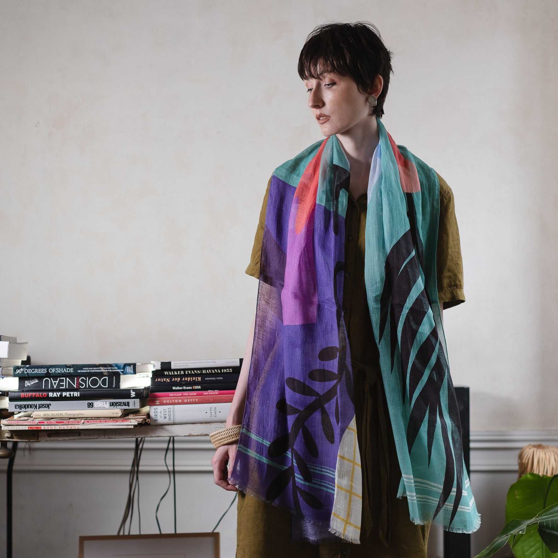 リネン Japanese Linen 'Manhattan Collection' green ロングストール