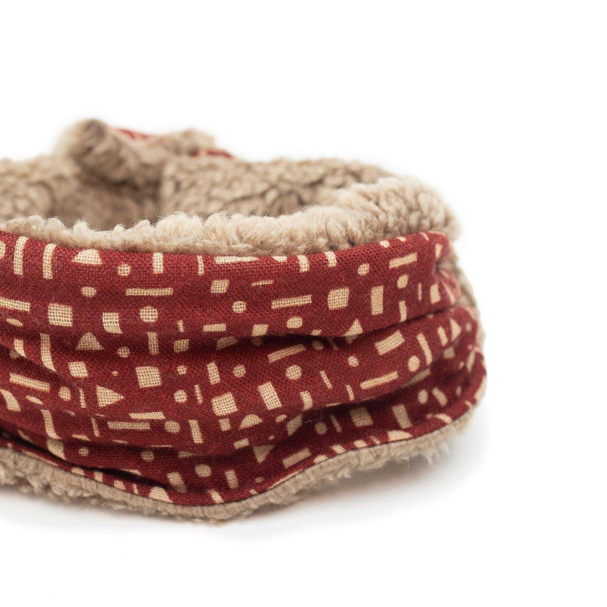 Merino Wool 'Alkham' Red  リバーシブルヘッドスカーフ/ミニスカーフ