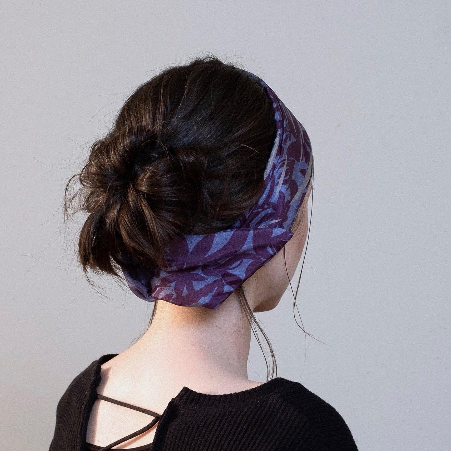 Japanese Printed Silk headband 'Sea bed' blue ヘッドスカーフ