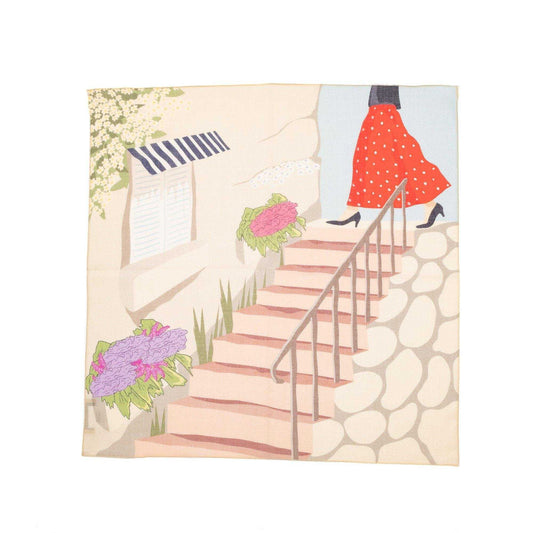 JapanesePrintedOrganicCotton'TheGirlWhoWorePolkaDots'L.greyリング付きミニスカーフ