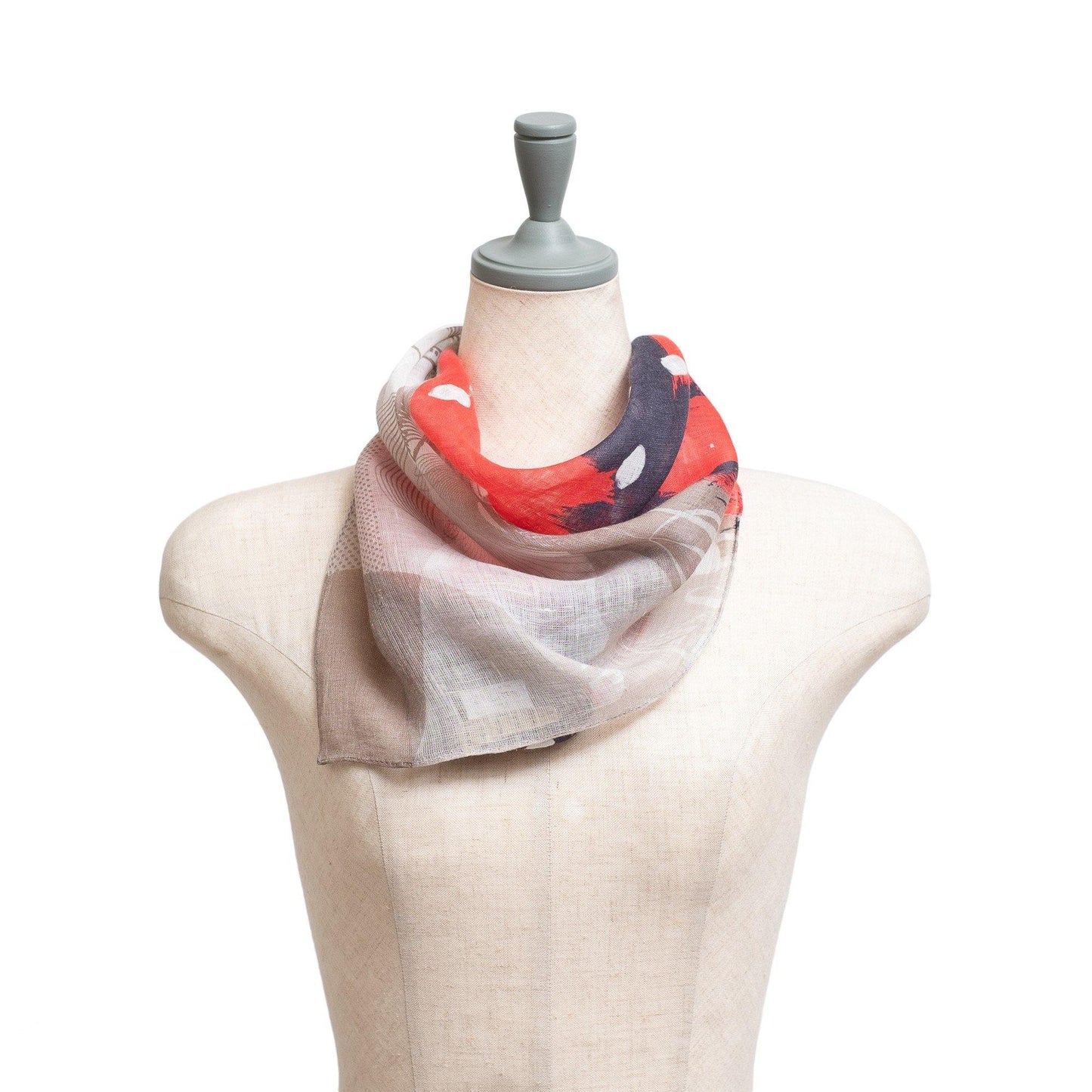 再入荷!近江リネン Japanese Linen 'Abbey' Navy リング付きミニスカーフ | YARN&COPPER