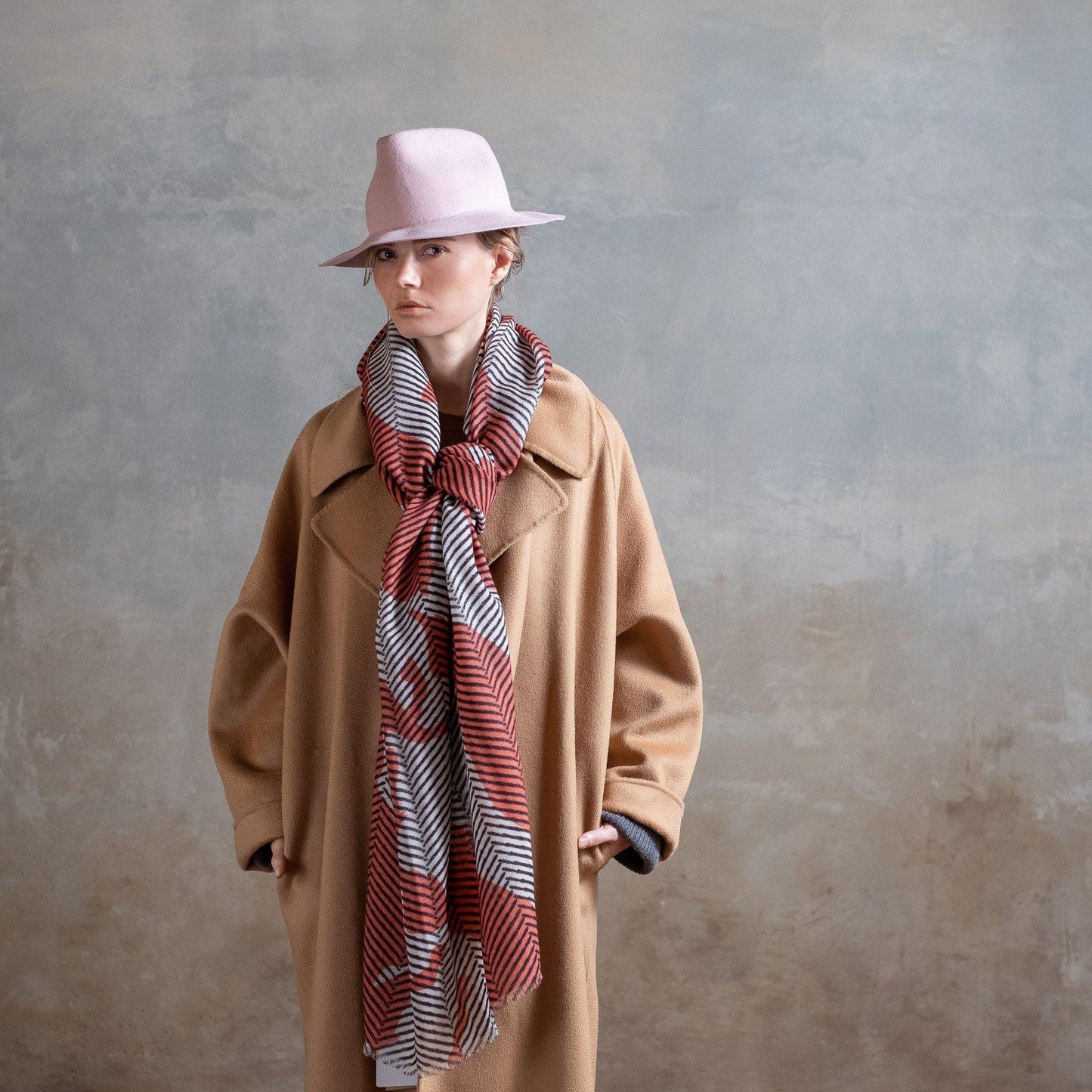 Japanese Printed Soft wool twill 'Cheltenham' Amber ロングストール