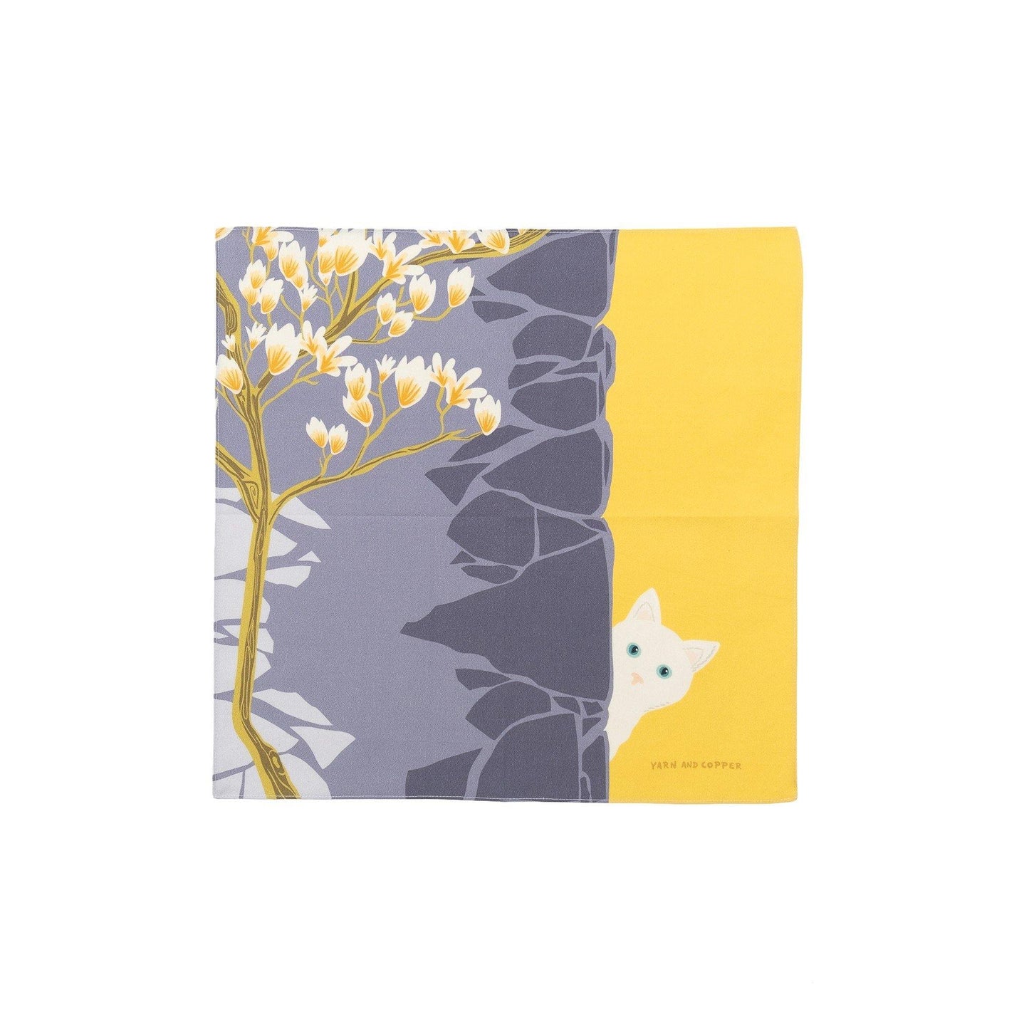イエローのみ Japanese Printed Organic cotton `Magnolia` PY ブロードハンカチ/ポケットチーフ