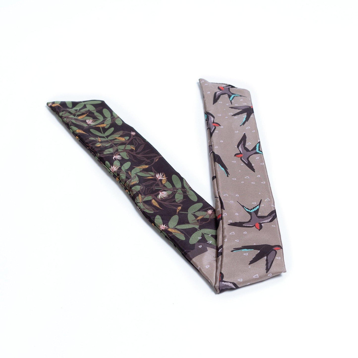 Japanese Printed Silk headband 'Lake District' ヘッドスカーフ