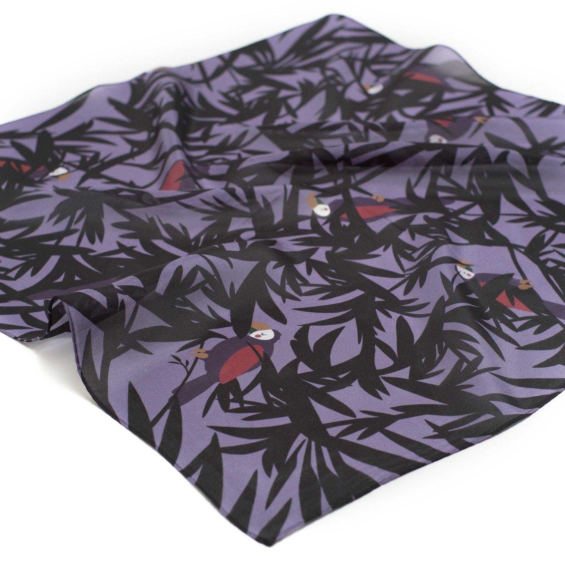 Japanese Printed Silk 'Peekaboo' midnight blue リング付きミニスカーフ