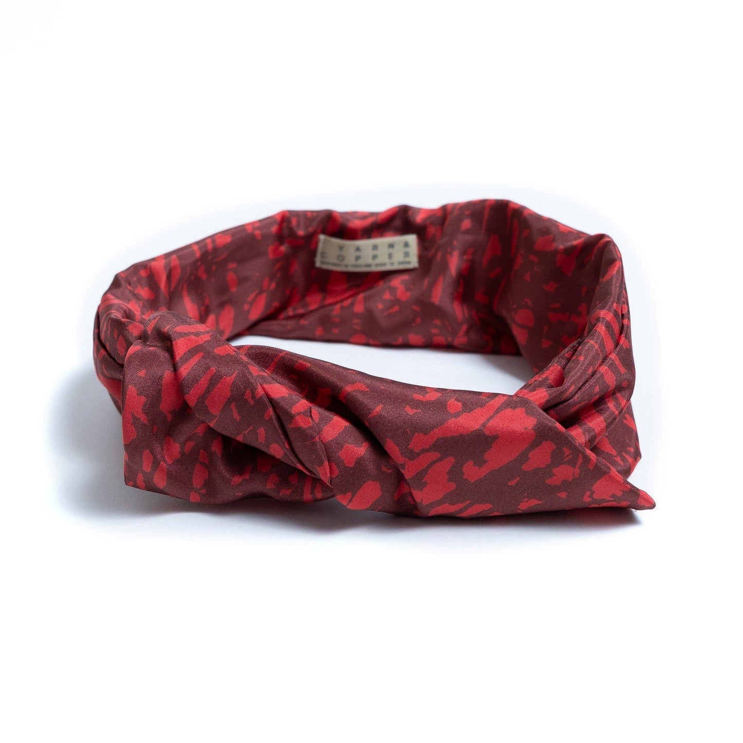 Japanese Printed Silk headband 'Unfinished' deep red ヘッドスカーフ