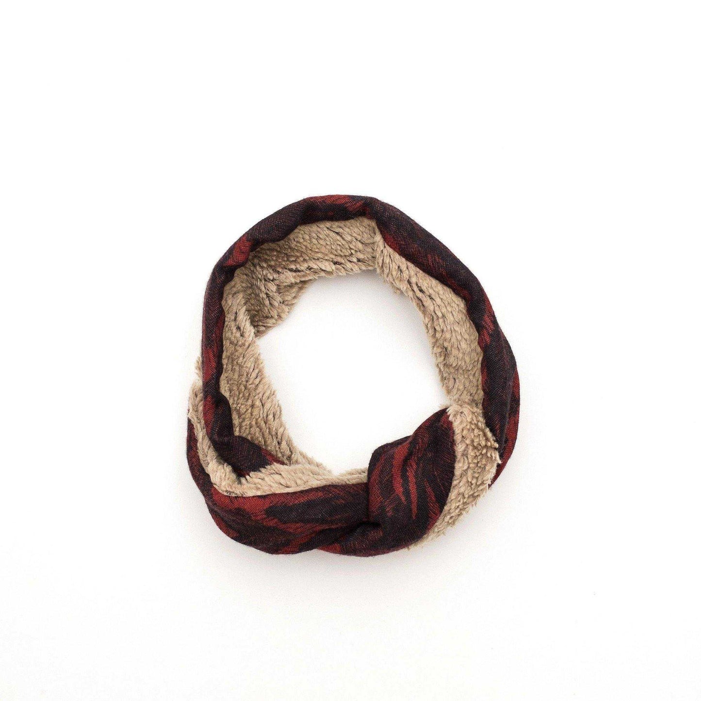 Merino Wool 'Barrington' Red リバーシブルヘッドスカーフ/ミニスカーフ