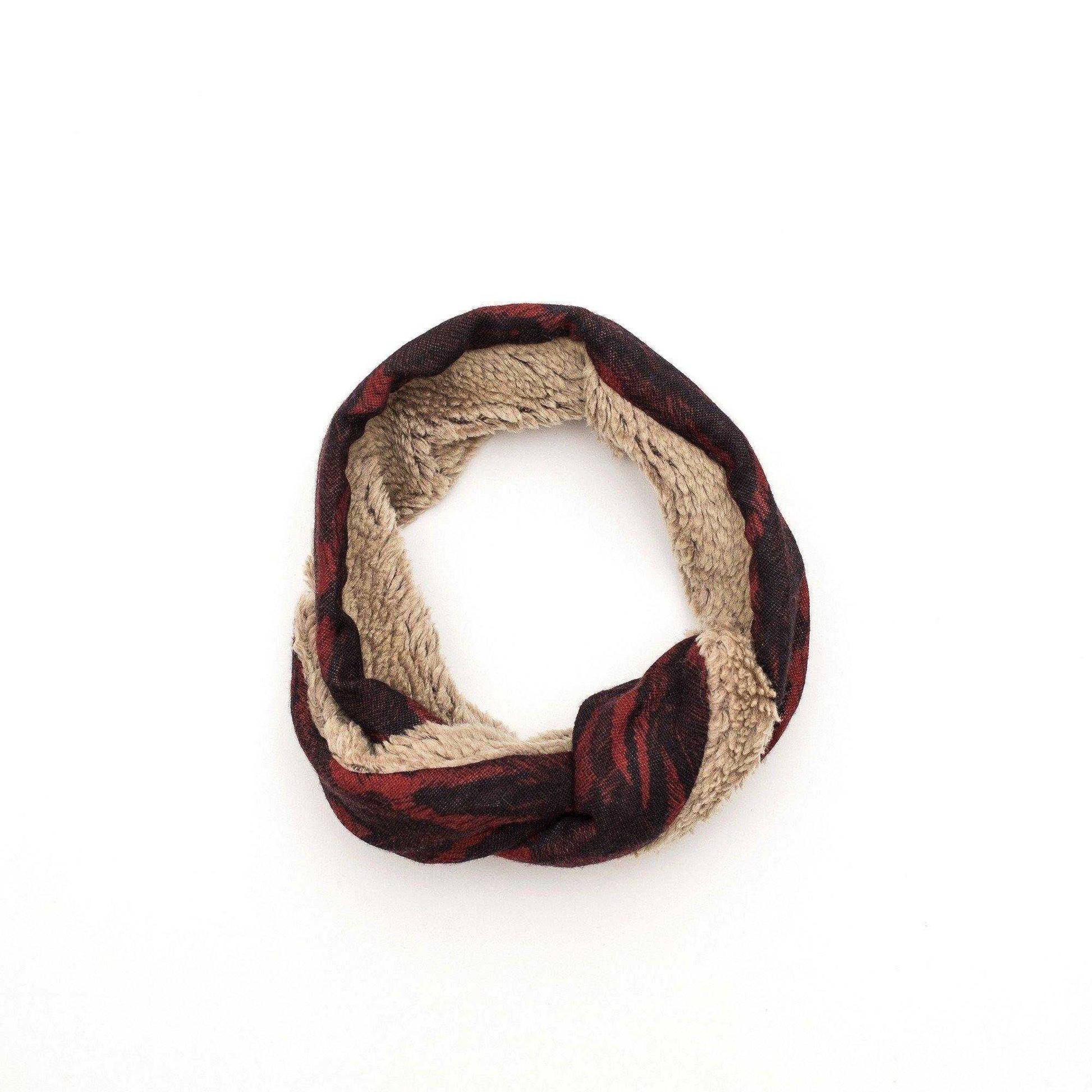 Merino Wool 'Barrington' Red リバーシブルヘッドスカーフ/ミニスカーフ