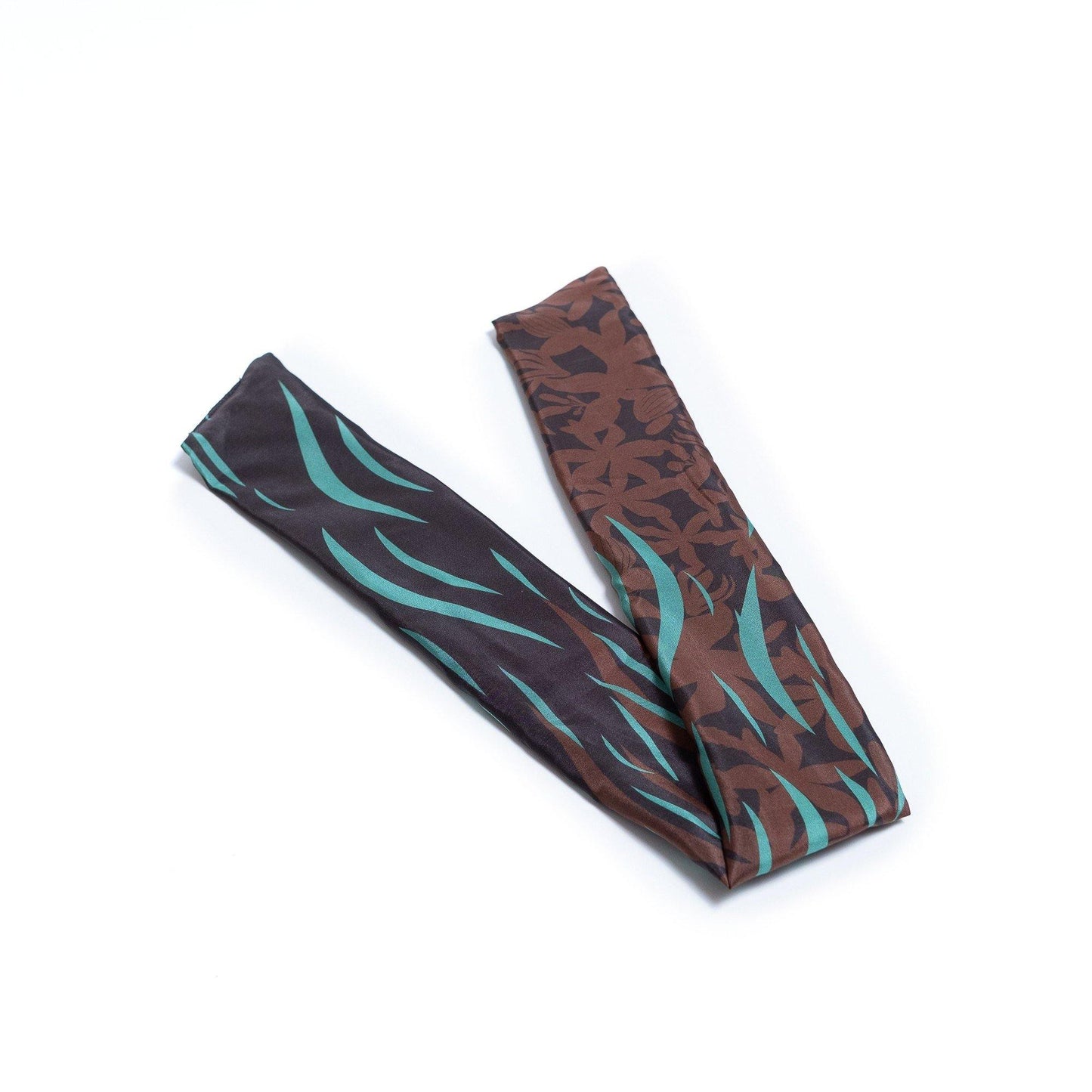 Japanese Printed Silk headband 'Sea bed' green ヘッドスカーフ