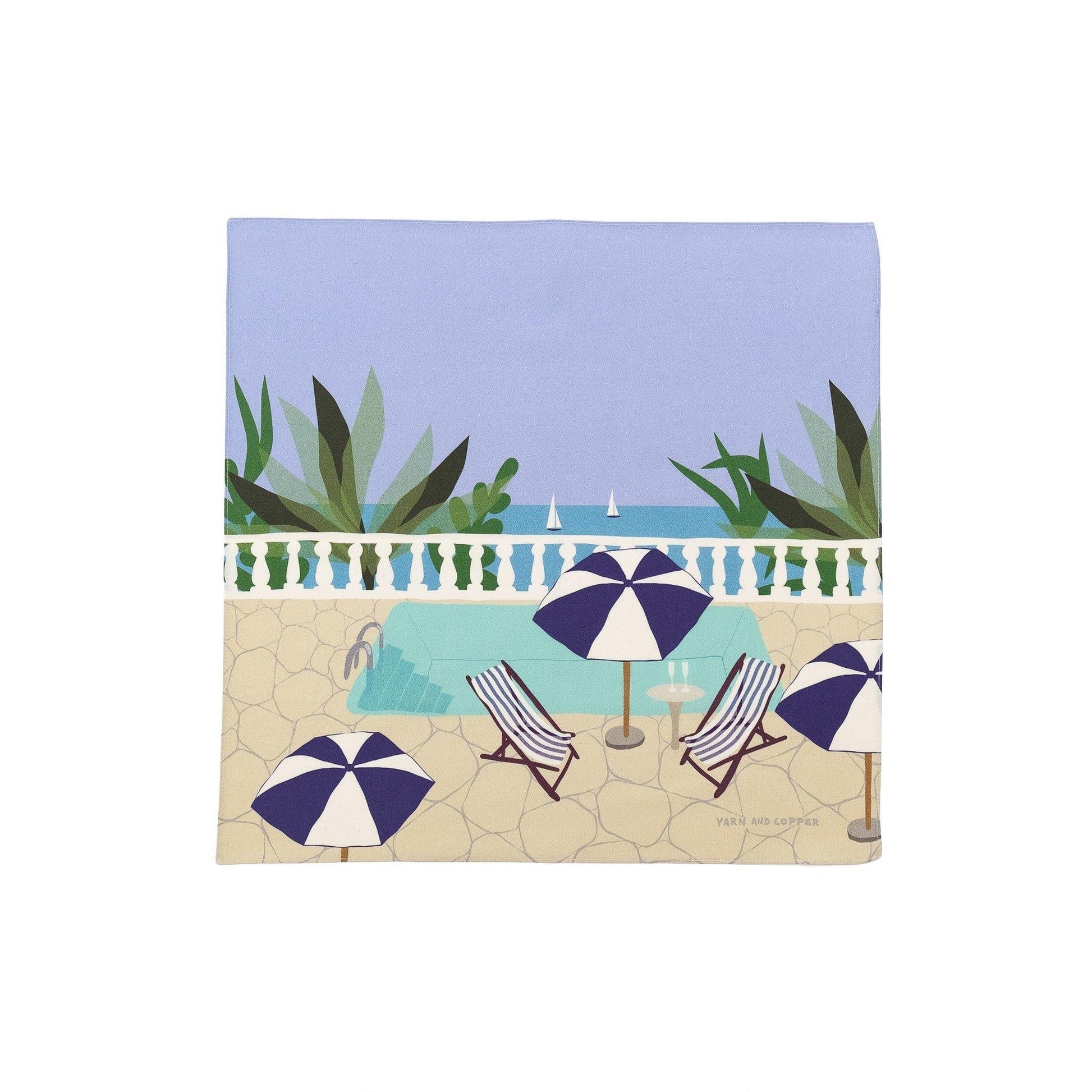 2色 Japanese PrintedOrganicCotton'The French Riviera`DSブロードハンカチ/ポケットチーフ