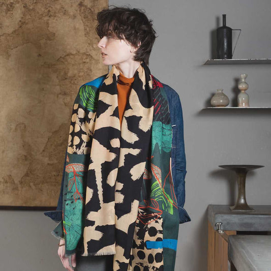 再入荷!Japanese Merino Wool 'November' green 二重仕立てのロングストール