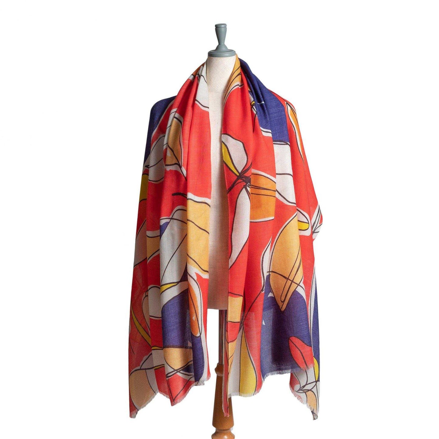 Japanese Printed Soft wool twill 'Hayes' red ロングストール