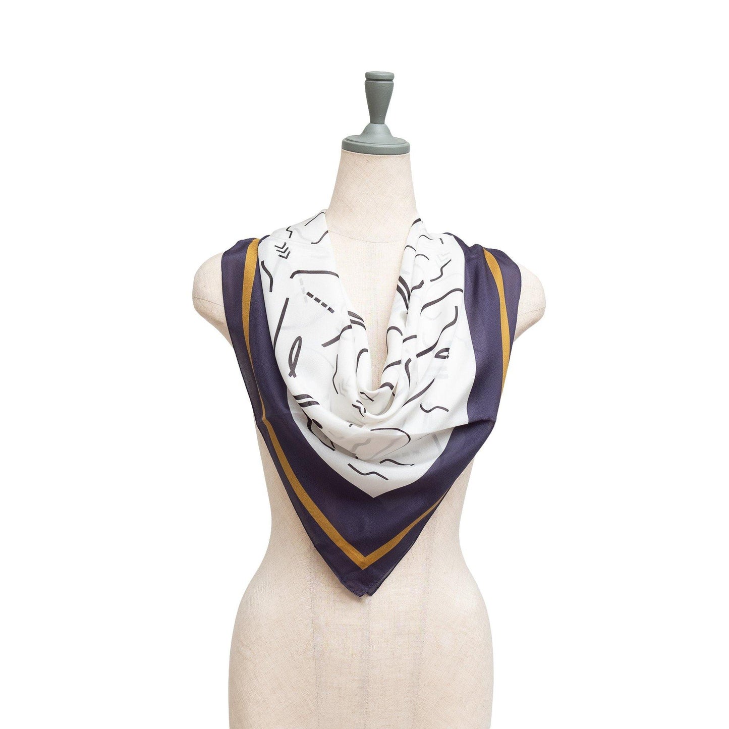 Japanese Printed Silk 'Cassette' white 大判スカーフ | YARN&COPPER