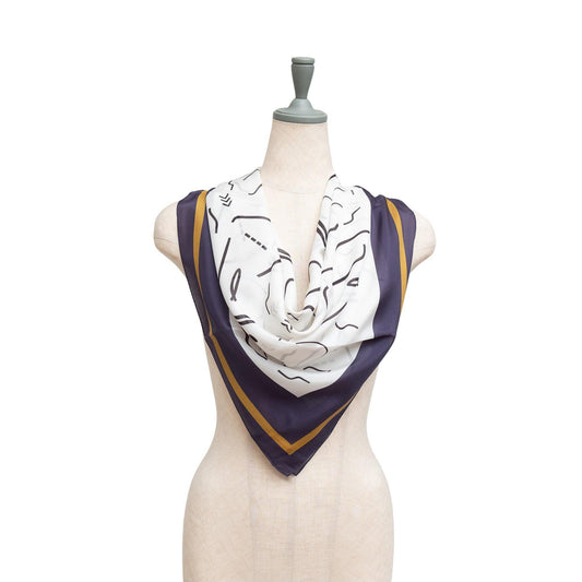 Japanese Printed Silk 'Cassette'  white 大判スカーフ | YARN&COPPER