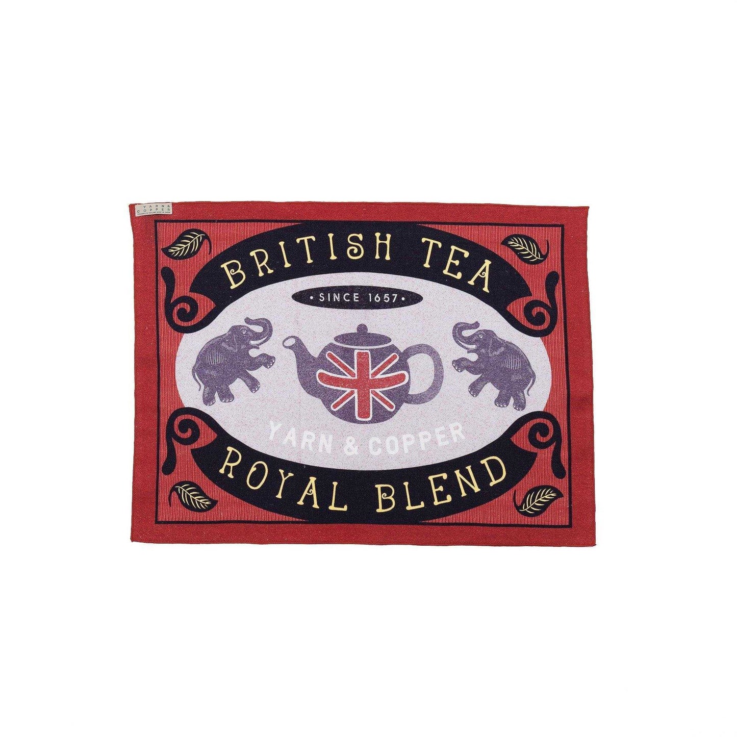 近江リネン Japanese Linen キッチンタオル  ’Great British Tea’ Scarlet