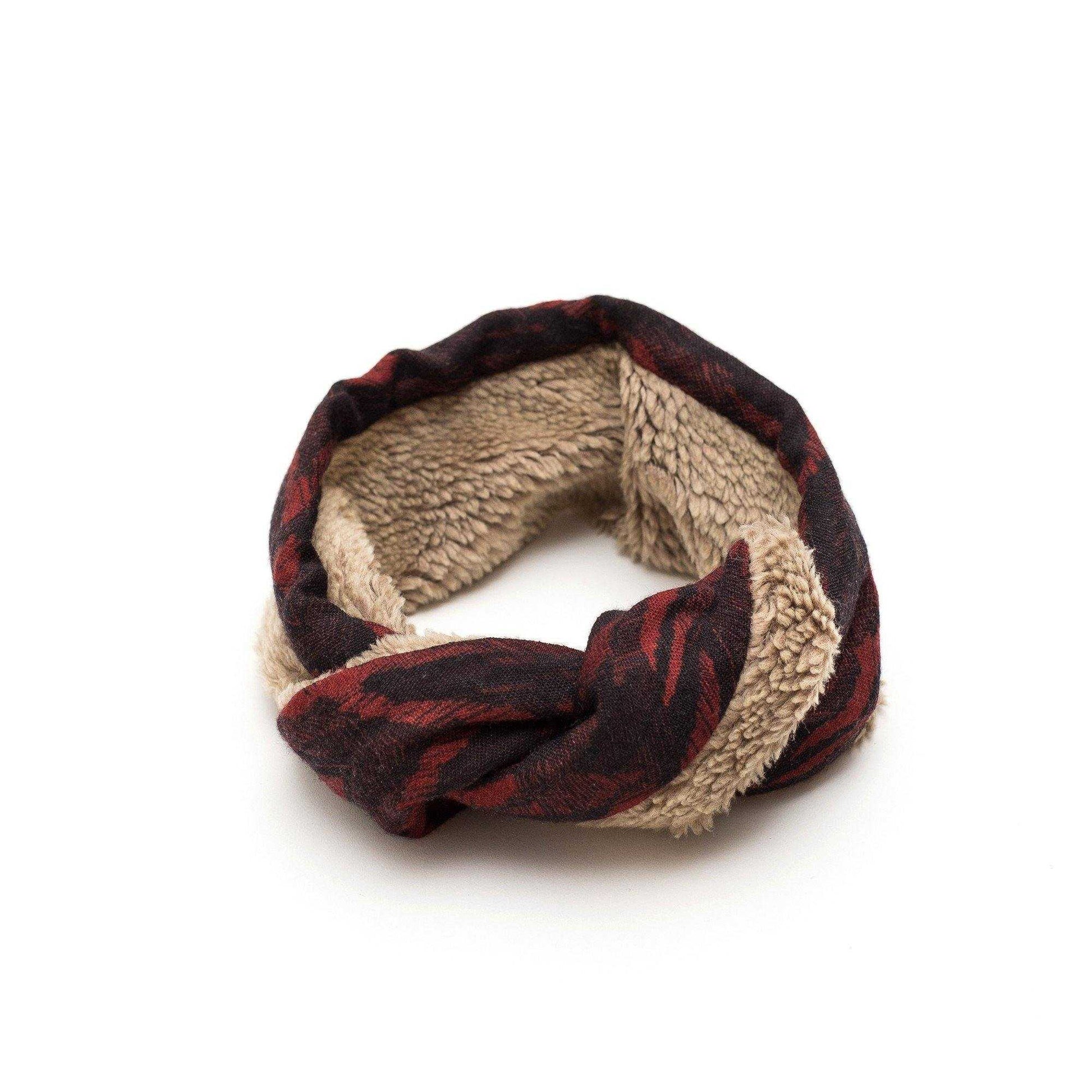 Merino Wool 'Barrington' Red リバーシブルヘッドスカーフ/ミニスカーフ