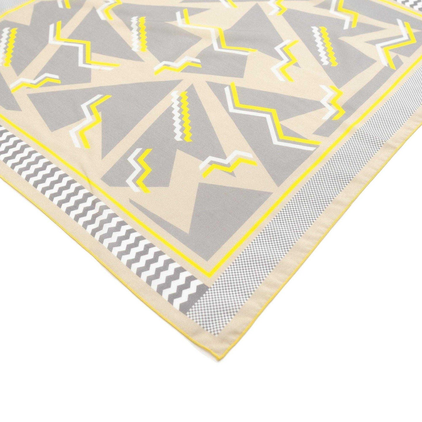 Japanese Printed Silk Cotton 'Bloomsberg’ Beige リング付きミニスカーフ