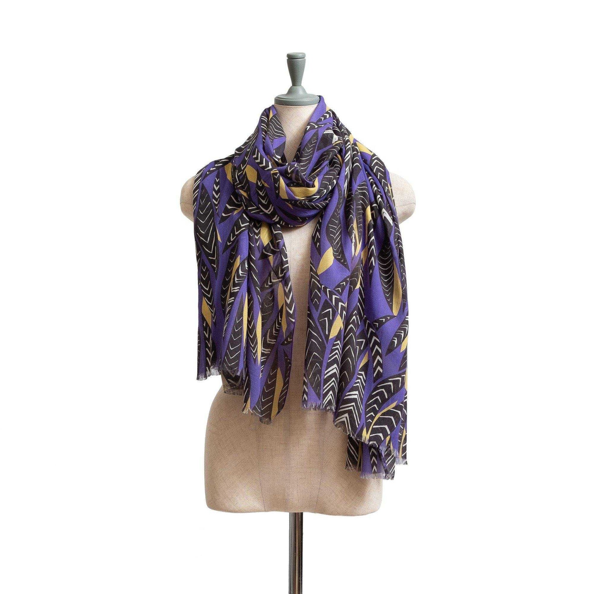 Japanese Printed Organic Cotton 'House Plant' purple ロングストール