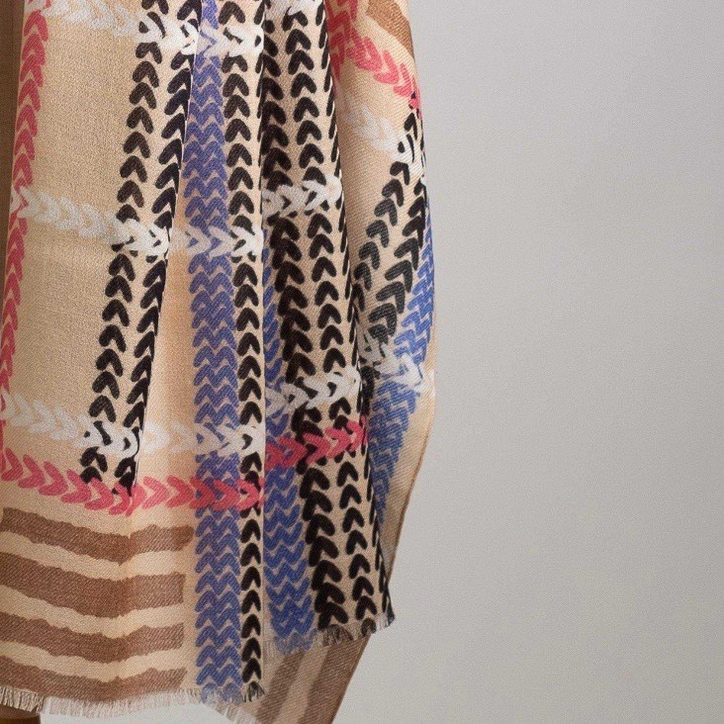Japanese Printed Soft wool twill 'Bermondsey' beige ロングストール
