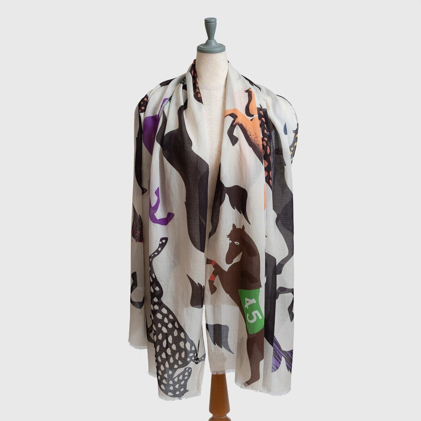Japanese Printed Cotton Modal 'Newbury' sand grey ロングストール