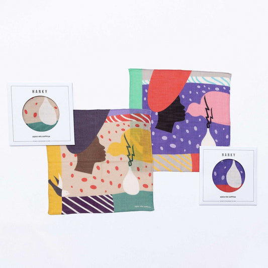 2色 Japanese Printed Double gaze Organic cotton 'Gossip' ハンカチ